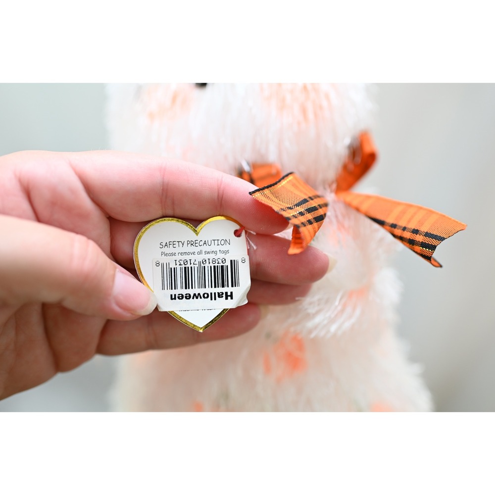 Ty Punkies Shriekers Ghost Halloween Plush White Orange Pumpkin 11.5 inch - Picture 5 of 5